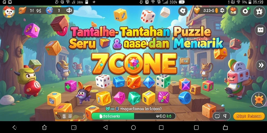 Gameplay 7CONE menampilkan tantangan puzzle yang menarik dan penuh warna.