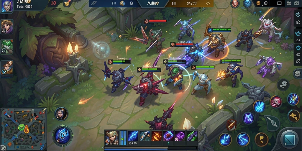 Tampilan seru dari gameplay AJAIB88 dalam pertempuran MOBA.