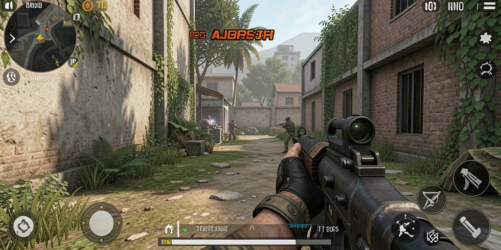 Tangkapan layar utama BROJP menampilkan aksi seru dalam gameplay FPS.