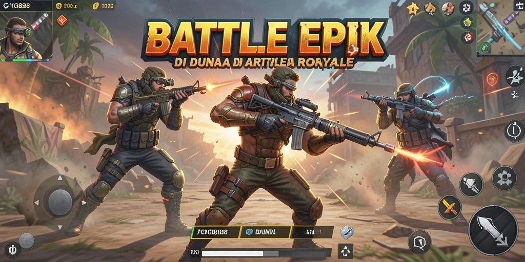 Screenshot CVG8888 memperlihatkan aksi mendebarkan dalam game Battle Royale.