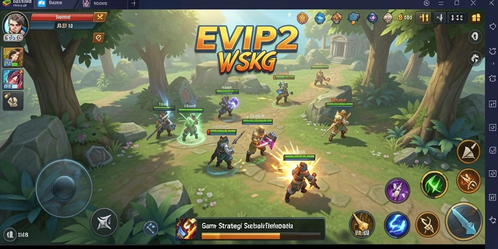 Screenshot utama EVIP2 yang menunjukkan aksi pertempuran strategi yang mendebarkan.