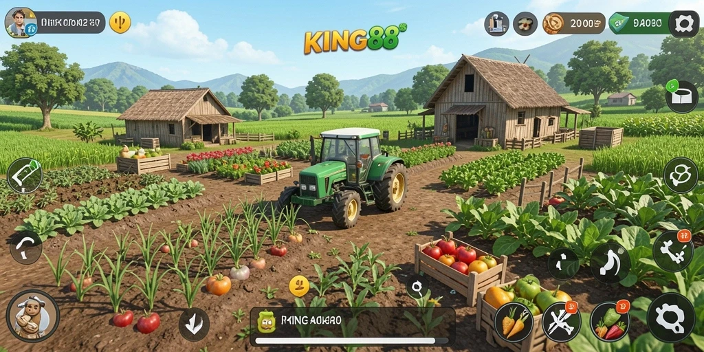 Screenshot gameplay menunjukkan petani merawat tanaman dengan grafis terbaik.
