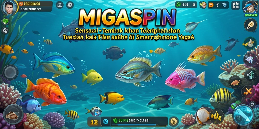 Screenshot MIGASPIN menampilkan gameplay seru menembak ikan.