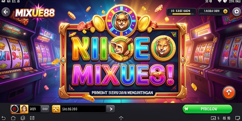 Tampilan gameplay seru MIXUE88 dengan berbagai simbol Slot yang menggoda.