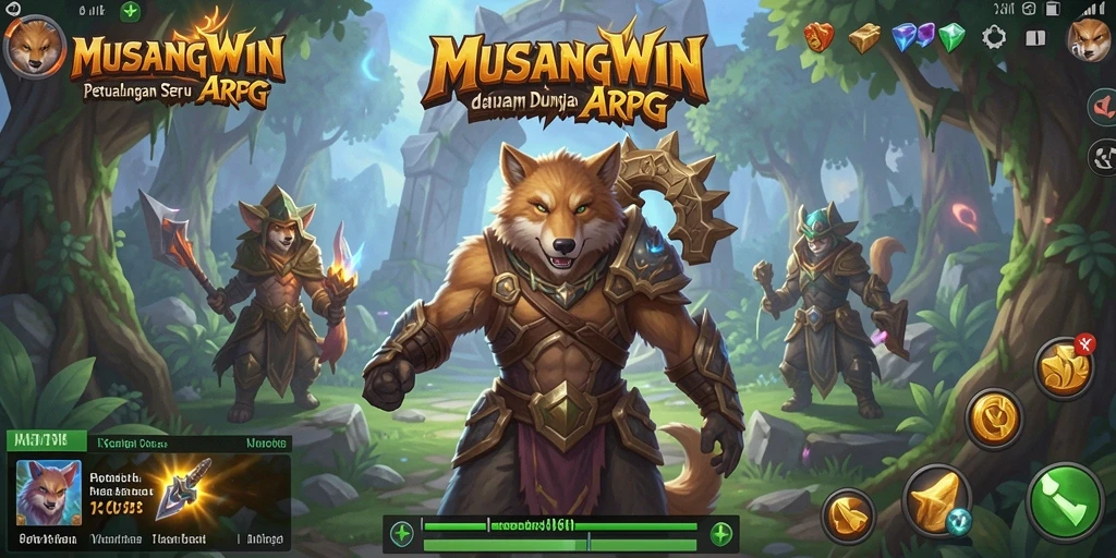 Tangkapan layar menunjukkan gameplay seru dari MUSANGWIN dengan pertarungan yang dinamis.