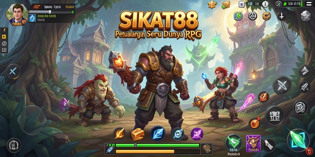 Screenshot SIKAT88 menampilkan karakter dalam pertempuran seru di dunia RPG.