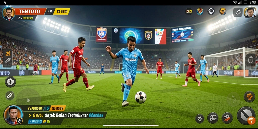 TENTOTO menampilkan aksi permainan sepak bola yang seru.
