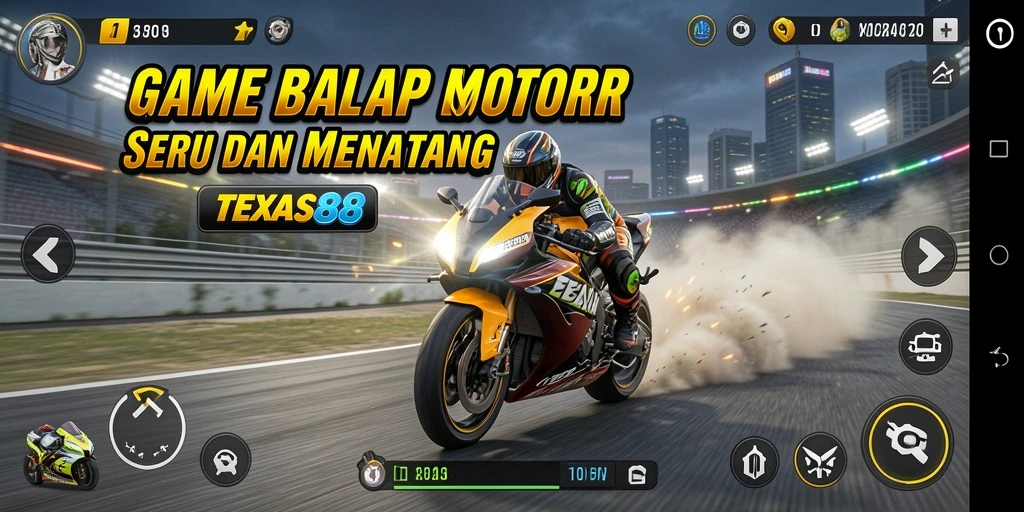 Screenshot gameplay balap motor yang mendebarkan di TEXAS88.